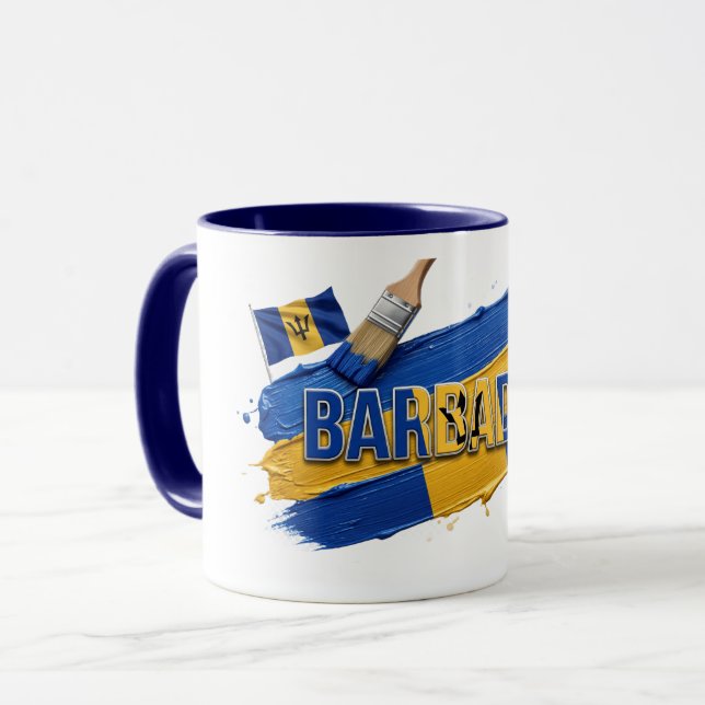 Barbados Paint Brush Design | Caribbean Pride Mug (Front Left)
