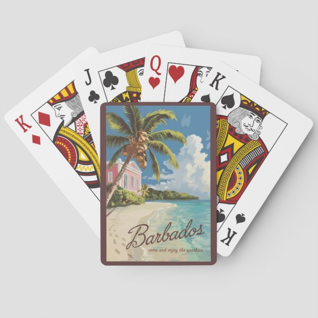 Barbados Painterly Travel Art Vintage Playing Cards (Back)