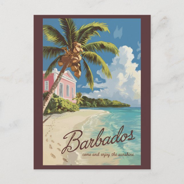 Barbados Painterly Travel Art Vintage Postcard (Front)