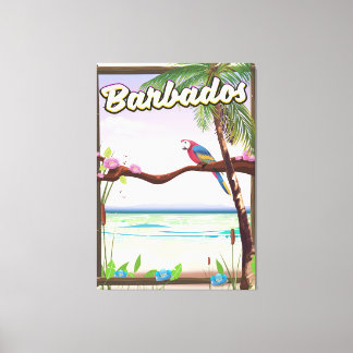 Barbados Parrot Landscape travel poster Canvas Print
