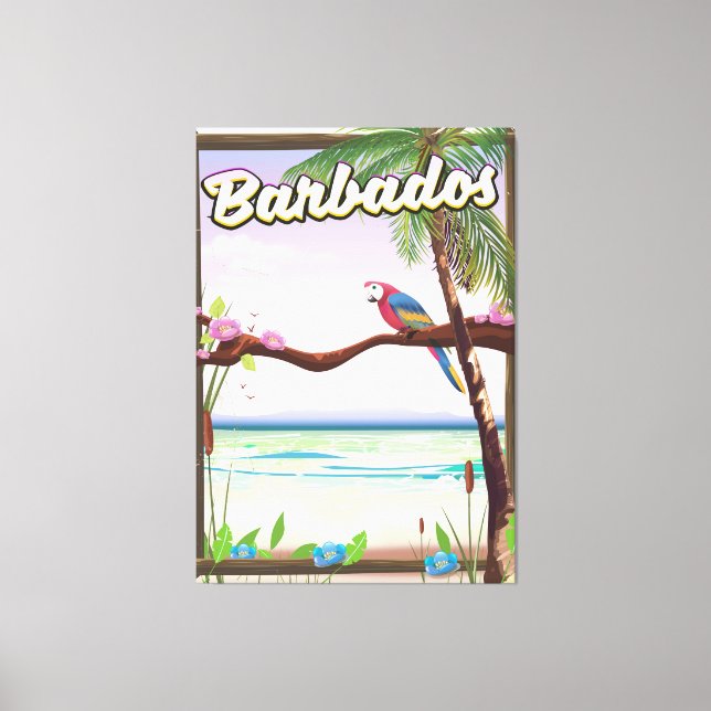 Barbados Parrot Landscape travel poster Canvas Print (Front)
