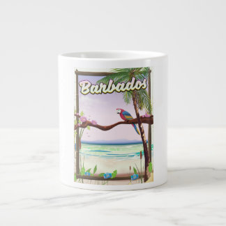 Barbados Parrot Landscape travel poster Large Coffee Mug