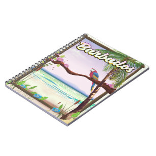 Barbados Parrot Landscape travel poster Notebook