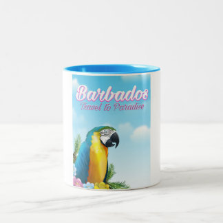 Barbados Parrot travel poster Two-Tone Coffee Mug