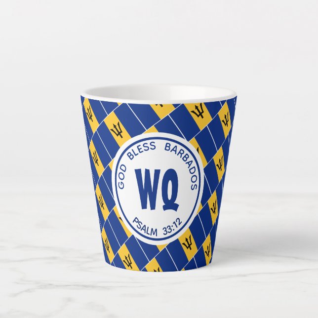 BARBADOS Patriotic Customisable Bajan Latte Mug (Front)