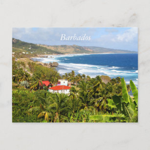 Barbados Postcard, Ocean, tropical trees Postcard