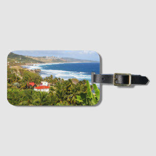 Barbados Postcard, Ocean, tropical trees Postcard Luggage Tag