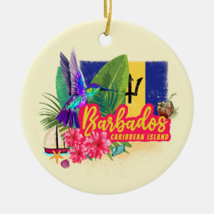 Barbados Retro Caribbean Vintage Island Souvenir Ceramic Tree Decoration