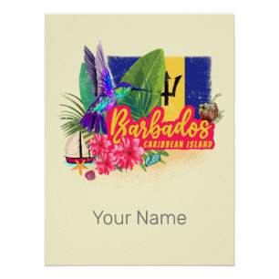 Barbados Retro Caribbean Vintage Island Souvenir Poster