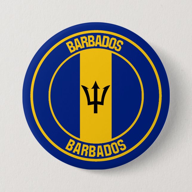 Barbados Round Emblem 7.5 Cm Round Badge (Front)