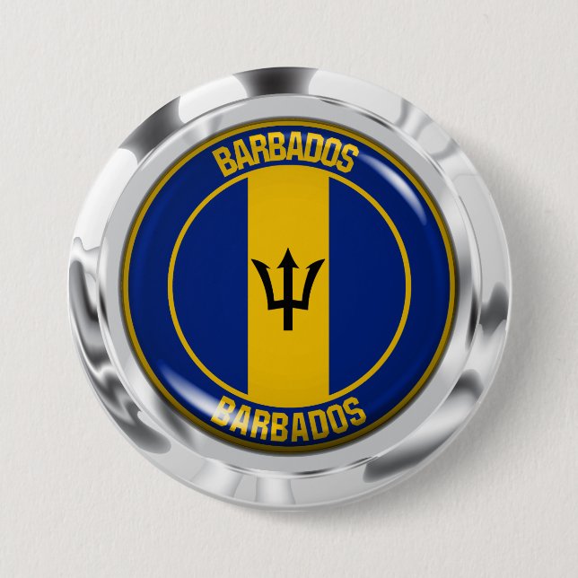 Barbados Round Emblem 7.5 Cm Round Badge (Front)