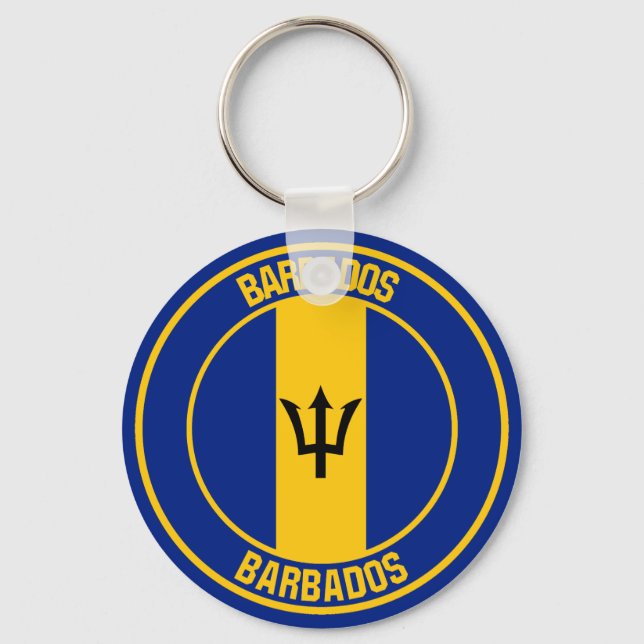 Barbados Round Emblem Key Ring (Front)