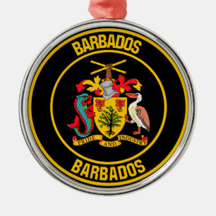 Barbados Round Emblem Metal Tree Decoration