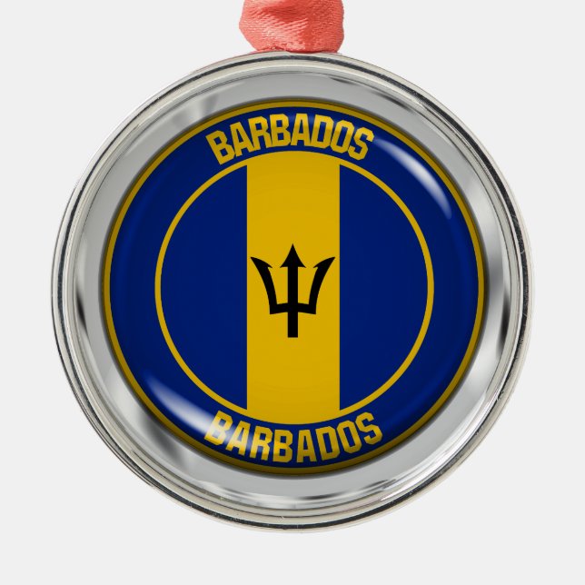 Barbados Round Emblem Metal Tree Decoration (Front)