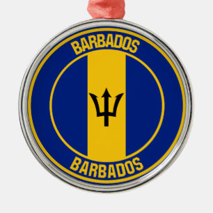 Barbados Round Emblem Metal Tree Decoration