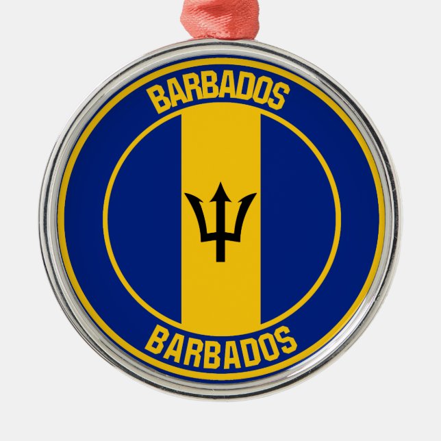 Barbados Round Emblem Metal Tree Decoration (Front)