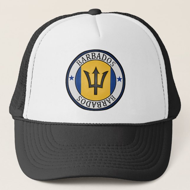 Barbados  Round Emblem Trucker Hat (Front)