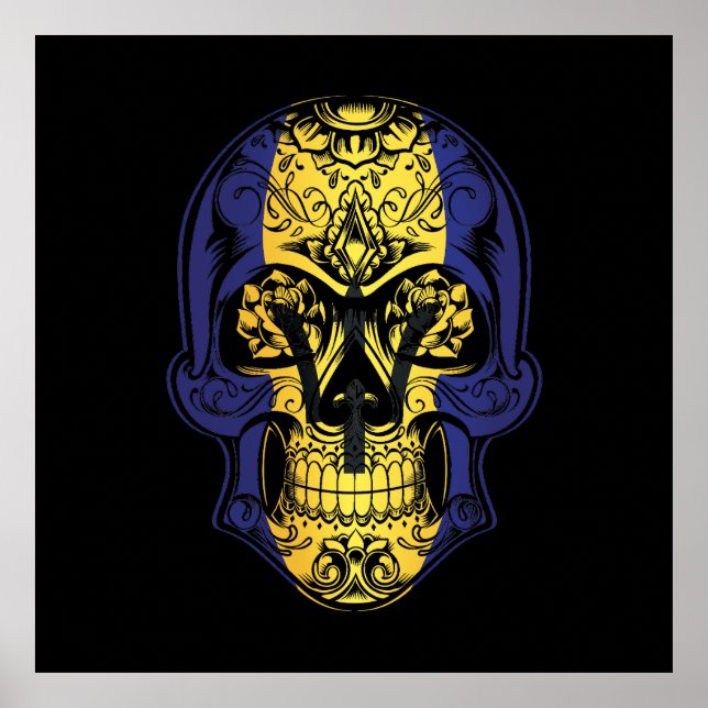 Barbados  Skull And Roses Flag Poster (Front)
