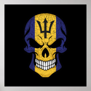 Barbados Smiling Skull Flag  Poster