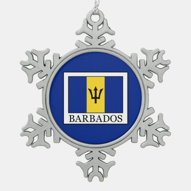 Barbados Snowflake Pewter Christmas Ornament (Front)