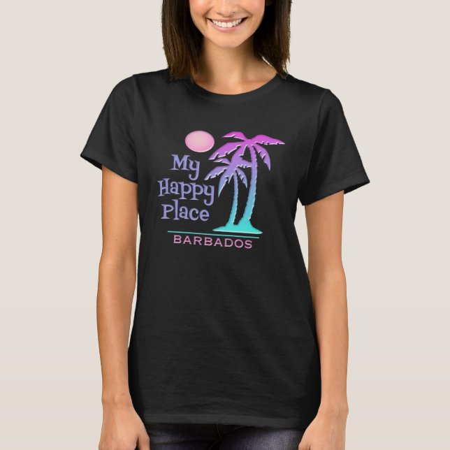 BARBADOS Souvenir Travel Sun Palm Trees Happy T-Shirt (Front)