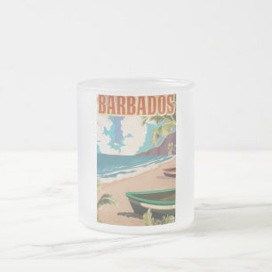 Barbados travel poster frosted glass coffee mug