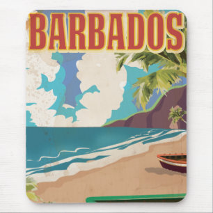 Barbados travel poster mouse mat