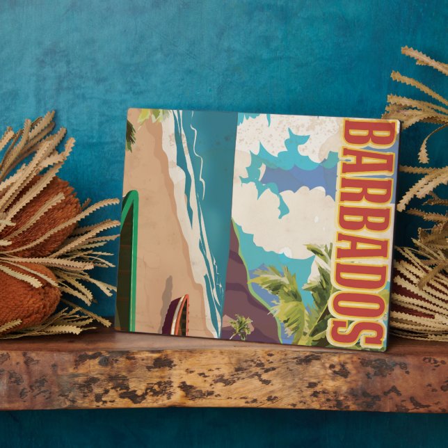 Barbados travel poster plaque (Side)