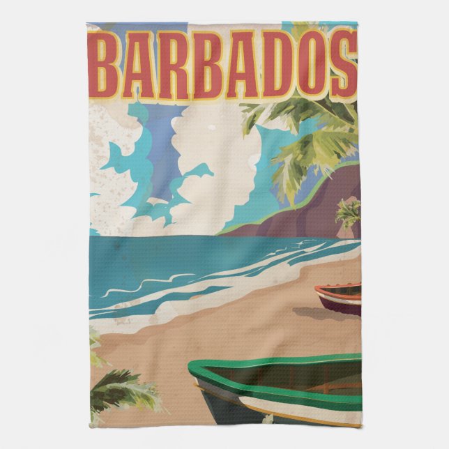 Barbados travel poster tea towel (Vertical)