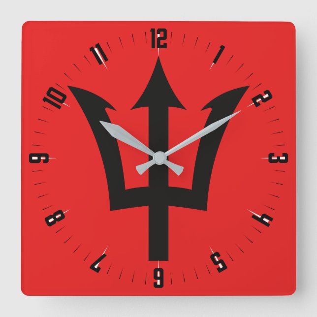 Barbados Trident  Square Wall Clock (Front)