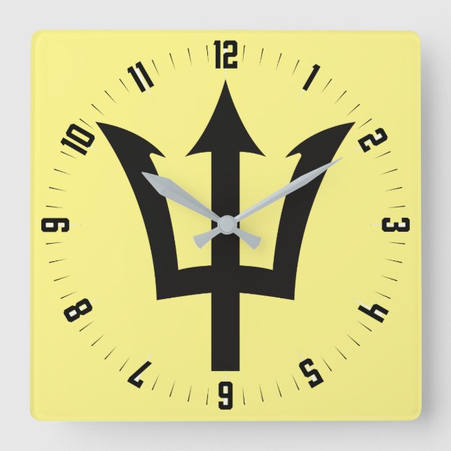 Barbados Trident  Square Wall Clock (Front)