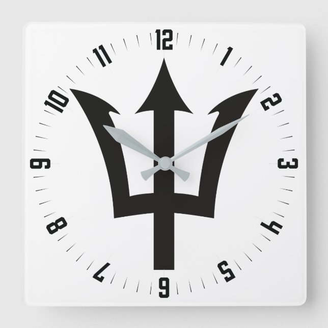 Barbados Trident  Square Wall Clock (Front)