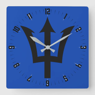 Barbados Trident  Square Wall Clock