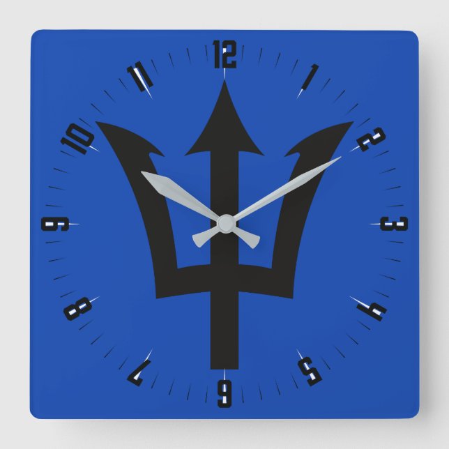 Barbados Trident  Square Wall Clock (Front)