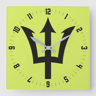 Barbados Trident Square Wall Clock