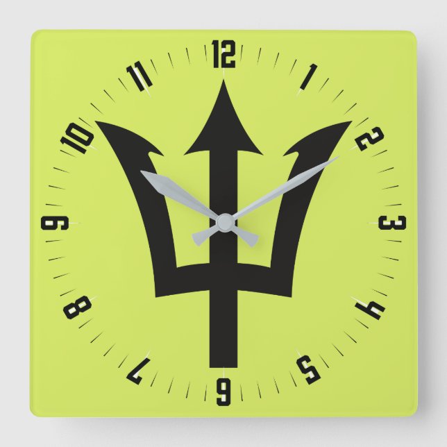 Barbados Trident  Square Wall Clock (Front)