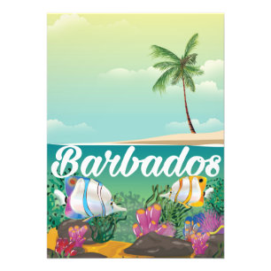 Barbados underwater travel poster