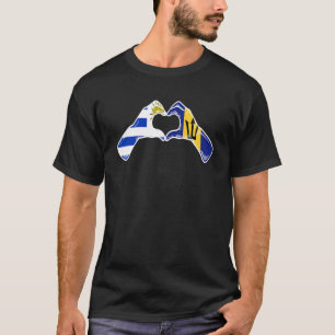 Barbados Uruguay Flag Barbadian Uruguayan Heart 1 T-Shirt