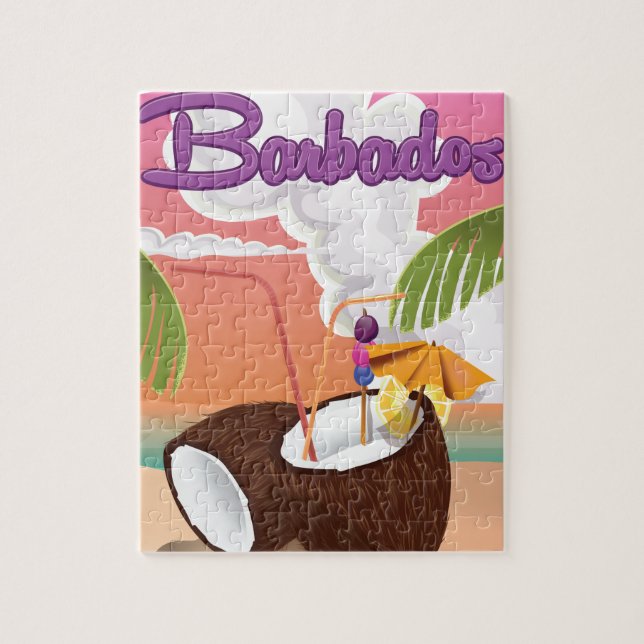 Barbados Vacation Cartoon travel poster Jigsaw Puzzle (Vertical)