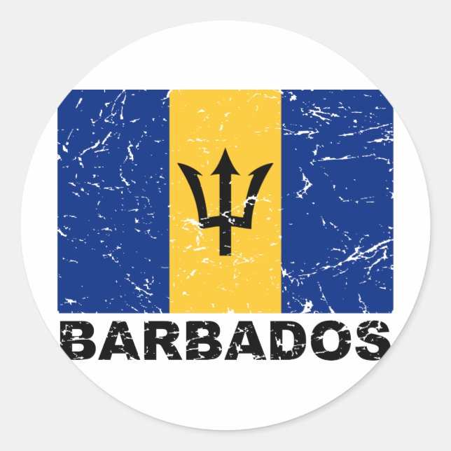 Barbados Vintage Flag Classic Round Sticker (Front)
