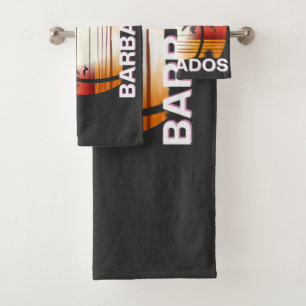 Barbados Vintage Palm Trees Summer Beach Bath Towel Set