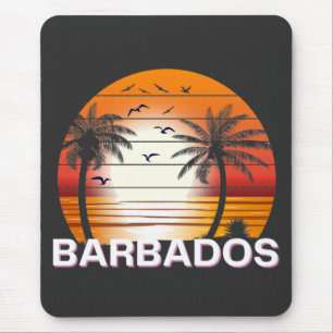 Barbados Vintage Palm Trees Summer Beach Mouse Mat