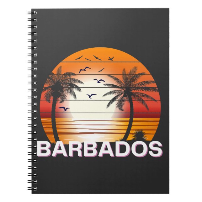 Barbados Vintage Palm Trees Summer Beach Notebook (Front)