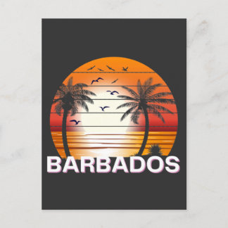Barbados Vintage Palm Trees Summer Beach Postcard