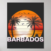 Barbados Vintage Palm Trees Summer Beach