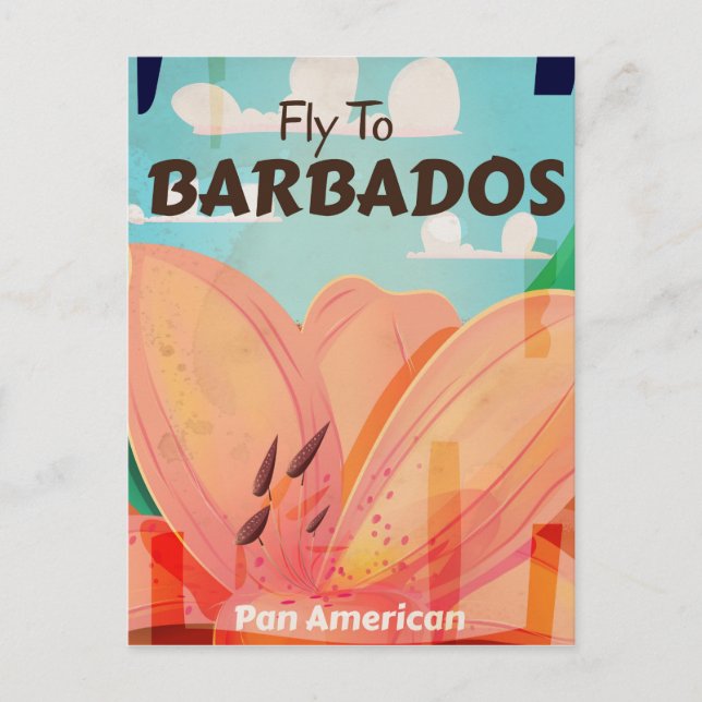 Barbados vintage travel poster postcard (Front)