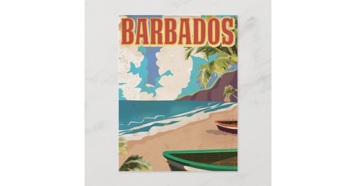 Barbados vintage travel poster postcard | Zazzle