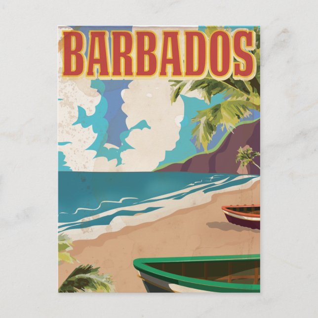 Barbados vintage travel poster postcard (Front)