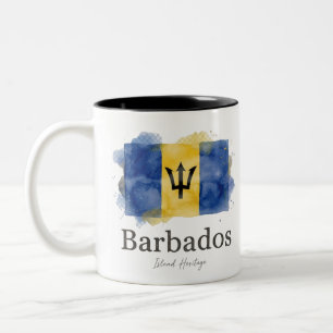 Barbados Watercolor Flag Caribbean Heritage Two-Tone Coffee Mug