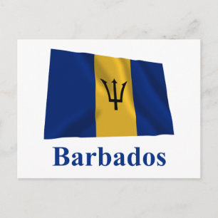 Barbados Waving Flag with Name Postcard